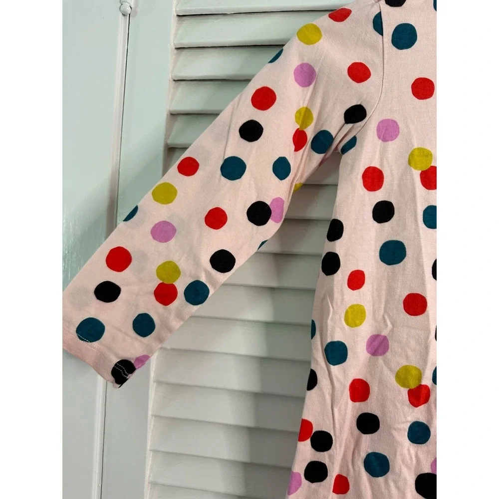 Hanna Andersson Size 120 6-7 Pink Colorful Polka Dot Knit Dress
